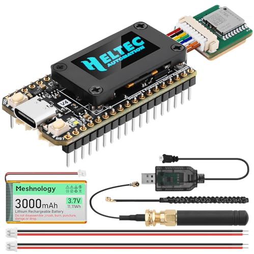 Meshnology ESP32 LoRa V4 Dev Board + L76 GNSS-Modul + 3000-mAh-Akku, ESP32-S3 LoRa WLAN Bluetooth 2 MB PSRAM 16 MB Flash 863-928 MHz Antennen OLED Unterstützt GPS Solar für Arduino Meshtastic LoRaWAN