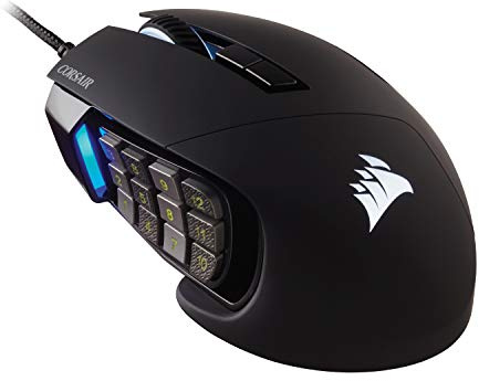 Corsair Scimitar RGB Elite - Ratón para Juegos MOBA/MMO con Cable - 18.000 dpi - 17 Botones programables - Compatible con iCUE - PC, Mac, PS5, PS4, Xbox - Negro