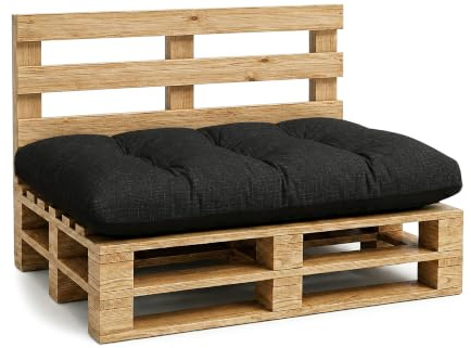 Amazinggirl Palettenkissen Outdoor Kissen Sitzkissen 120x80 cm - Auflagen für Paletten Europaletten Palettensofa und Palettenmöbel Palettenpolster Outdoorkissen Gartenkissen Graphit Öko-leinen