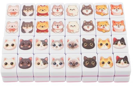 HAKIDZEL 64 pièces de tuiles de Mahjong à associer : Jeu de Blocs de Mahjong à thème Animaux Kawaii (24 mm) - Jeu de société Animalier