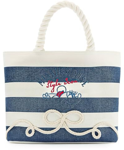 Disney Store Official Minnie Mouse Nautical Mini Tote Bag – Striped Rope‑Handle Fashion Tote