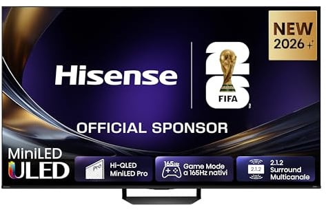 Hisense Smart TV MiniLED 165Hz 75 4K 75U79S PRO | Schermo Anti-Riflesso, Dolby Atmos 2.1.2 By Devialet, VIDAA OS, Dolby Vision IQ, 4 HDMI 2.1, Wifi, BT, AirPlay2, 2026 Model