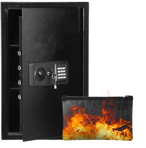 Garvee 70L Safe Tresor mit Zahlencode, Schlüssel & Feuerfester Tasche, Tresor für Zuhause / Hotel, Alarm, verstellbares Regal, Hotelsafes Bargeld, Schmuck & Dokumente, Wand-/Bodenmontage, 60*38*31CM