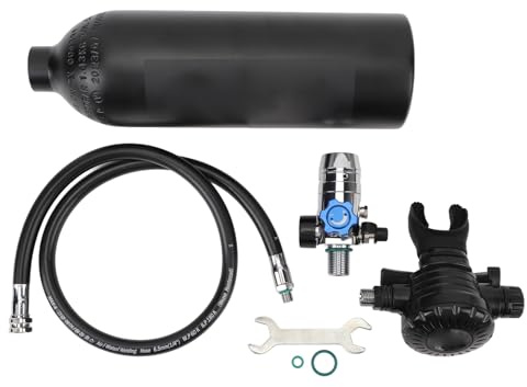 ZPLKKYGR Botella de oxígeno portátil Recargable de 1 litro de Capacidad para Buceo y Snorkel. (Negra)