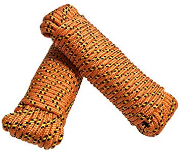 Green Home Seil 8 mm 40 m - 2 Stück-Set - Polypropylenseil PP, Festmacherleine, Allzweckseil, Strick, Gartenseil, Outdoor - Bruchlast: 700kg, 40m x 8mm 2er Set (2x 20 m), orange-gelb-schwarz