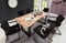 SAM® 7 TLG. Essgruppe Quentin, je 1x Baumkantentisch 180x90cm Akazie-Holz & 6X Schwingstuhl Parzivo in schwarz