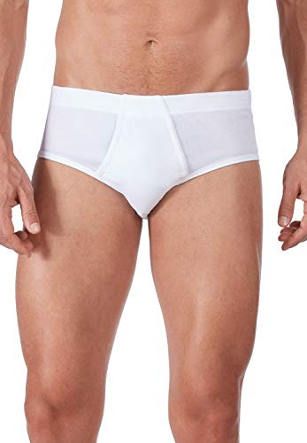 HUBER Men's Pack of 2 Brief with Front Fly Cotton 2 Pack Fine Rib 112268 White L