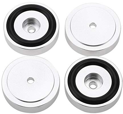 4Pcs Speakers Stand Feet, 40 x 10mm Abnehmbar Speaker Pads Base, Aluminium Alloy Vibration Amplifier Füße, für HiFi Amplifie, Turntable Player (Silver)