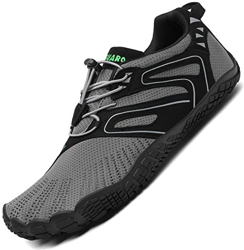 SAGUARO Barfußschuhe Herren Damen Minimalistische Traillaufschuhe Indoor Outdoor Fitnessschuhe,59 Grau,44