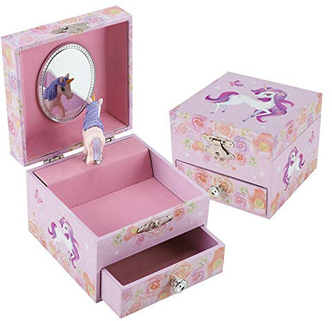 TAOPU süße Musik Schmuckschatulle mit rotierenden niedlichen kleinen Pony Spieluhr für Mädchen