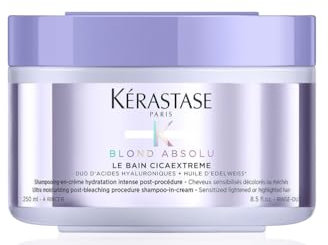 Kérastase Shampoo für gesträhntes und blondiertes Haar, Haarbad mit feuchtigkeitsspendender Hyaluronsäure, Bain Cicaextrême, Blond Absolu, 250 ml