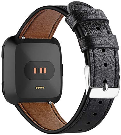 AISPORTS Compatible con Fitbit Versa 2 Correa de Cuero para Mujeres y Hombres, Elegante Pulsera Deportiva Transpirable Correa de Repuesto para Reloj Inteligente Fitbit Versa 2/Versa/Versa Lite
