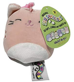 Kellytoy Squishmallows Rucksack-Kissen, Plüsch-Kissen, 8,9 cm, Rosa (Paulita Pink getigerte Katze)