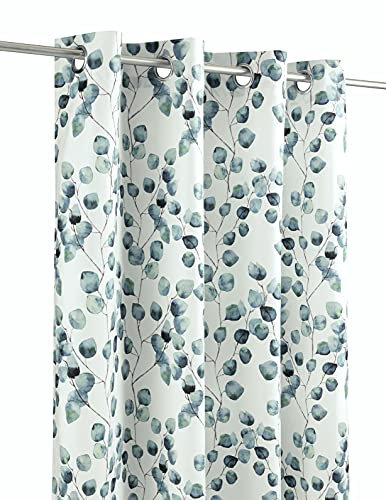 LANDKING Ösenschal, Gardine, Vorhang, Dekoschal, EUKA Eukalyptus, Digitaldruck, Blickdicht, 8 Ösen, 140 x 245 cm, Landhaus, Romantik, Polyester, Farbe grün