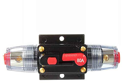 Auto Leistungsschalter,DC12-48V Kfz Sicherung,Sicherungshalter mit Manuellem Reset,Sicherungshalter für Car Audio Solar Inverter Systemschutz Fuse Holder 10x4.2x4.3cm (80A)