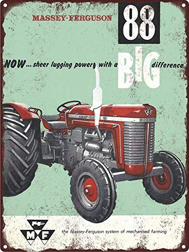 Pzecaru Vintage Retro Traktor Poster Metallschild Massey Ferguson 88 Traktor Bauernhof Wand Eisen Malerei Retro Plakette Dekoration Metallposter für Garage Familie Lager Garten Geschäfte Hotels 20,3 x