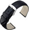 ANNEFIT Uhrenarmband 18mm Leder mit Edelstahl Silberne Schnalle, Schnellverschluss Armband mit Weich Gepolstert für Herren Damen (Schwarz)