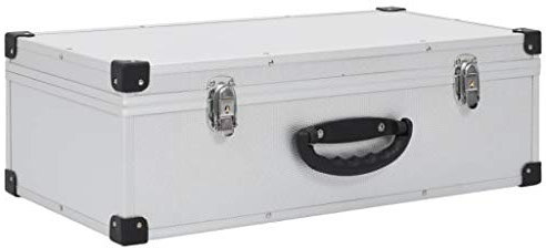 Gecheer Archivierungskoffer DVD/BD-Koffer DVD-Aufbewahrungsbox 56,5 x 29,5 x 18,5 cm (L x B x H),Vollaluminiumverkleidung, Holz, ABS mit Aluminiumverkleidung,Abschließbar,Silber