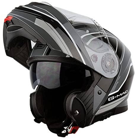 G-MAC Concept Evo Modular Flip Up Front Sun Visor ECE 2205 Approved Motorcycle Motorbike Helmet