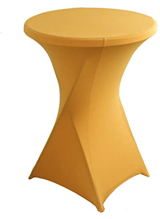 iEventStar Stretch Stehtisch Hussen Spandex Stehtischhussen Bartische Hochzeit Erstärkung im Fußbereich Rund Tischdecke für Bistrotisch Cocktail-Party (Gold, Ø 60-65 cm)