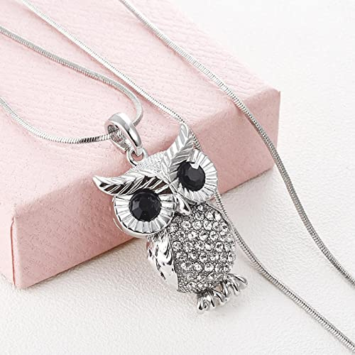 Bysonglezai Halskette Pulloverkette Damen Langkettige Frauen Necklace Frauen Kristall Eule Halskette Anhänger Erklärung Langkettige Freundgeschenk