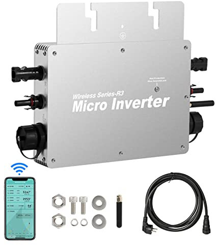 BuyWeek Onduleur Solaire 800W Micro-Onduleur avec WiFi APP IP65 étanche MPPT Micro Inverter pour 2 Panneaux Solaires 400W, PV Onduleur pour Balkonkraftwerk Système Solaire, Plug and Play, 230V
