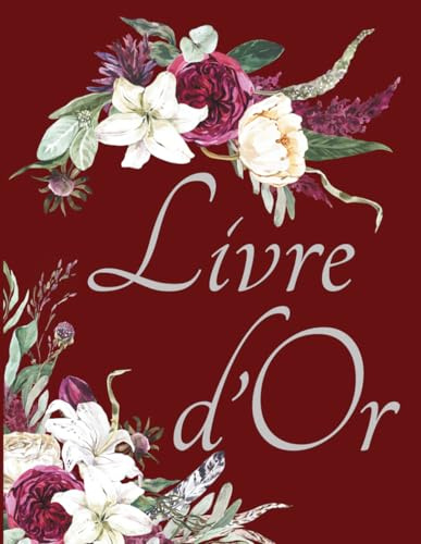 Livre d'or: Rouge, bordeaux, argenté | Mariage, Noces de rubis, Pacs, Anniversaire, baptême, EVJF, fêtes, Babyshower, départ retraite