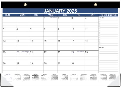 Tischkalender 2024, läuft von Jan 2024 bis Dezember 2024, Tischkalender mit To-Do-Liste, 12-Monats-Desktop-Kalender, 43,2 x 30,5 cm, Tischkalender 2024, großer Tischkalender für Schule, Zuhause oder