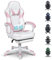 Fullwatt Gaming Stuhl, Bürostuhl Ergonomisch Racing Stuhl Massage Gamingstuhl mit Fußstütze 90-150° Rückenlehne Verstellbar, mit Abnehmbare Kopfstütze Lendenkissen, PU Leder Rosa