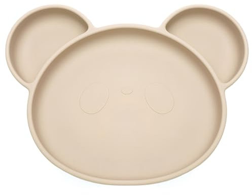 Gigi Kids – Kinder Teller mit Rutschfestes Saugnapf – Silikon geschirr für Baby & Kleinkinder - BPA-frei - Spülmaschinenfest - Sichere - Hochwertige - CREMEFARBIG