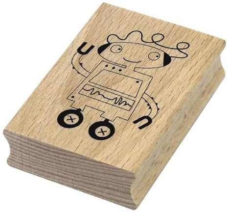 Artoz Stempel – Holzstempel – „Roboter“ – 70 x 50 mm – Motivstempel zum Kartenbasteln für Einladungen, Geburtstag, Grüße