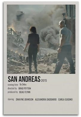 GLUC Poster San Andreas, klassisches Film- und Fernsehposter, Album, Poster, Teenagerzimmer, Wanddekoration, 50 x 75 cm, ungerahmt