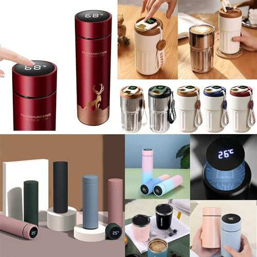 Led Thermos Flask Temperature Display Thermal Bottles Double Walled Stainless Steel Insulated Water Bottles Vacuum Flasks for Hot Cold Drinks Travel Coffee Mug, Drinks Cup,Sports Water Bottle