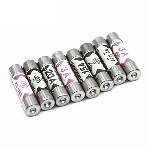 10PCS Sicherungen BS1362 6 * 25 Füllung Sand Riot Keramik Sicherung 6x25mm 1A 2A 3A 5A 10A 13A 15A 20A 240V Ersatzsicherung (Size : 3A)