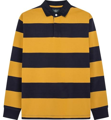 Hackett London Herren Heritage H STR Rugby Poloshirt, Blau (Marineblau/Gold), XL