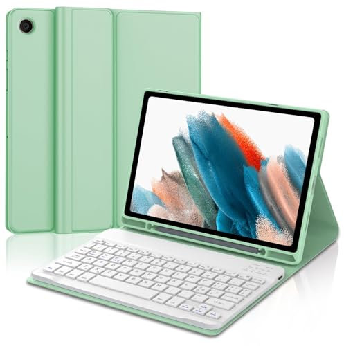 YNNHUDEEP Tastiera Bluetooth Italiana Samsung Galaxy Tab A8 10.5 - Custodia Tastiera Magnetica Ricaricabile con Angolo di Visualizzazione Regolabile - Verde Erba