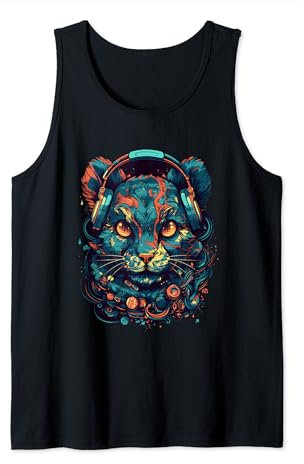 Animal Rave Bunt abstrakte Kopfhörer Headset Colorful Psy Tank Top