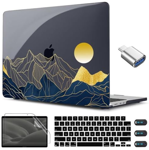 CISSOOK Compatible with MacBook Air 13.6 Inch Case A3240 A3113 A2681, Laptop Hard Shell Mountain Sunshine Cover with Keyboard Cover for MacBook Air 13 M2 M3 M4 Release 2022 2024 2025