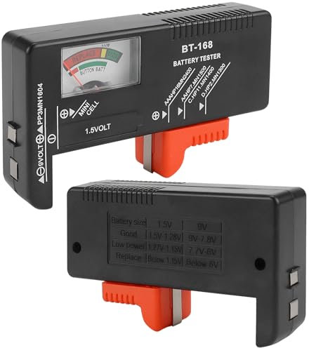 Rierousy Battery Tester Universal, Tester Pilas, Domésticas, Comprobador de Pilas para Comprobar el Estado de Carga de las Pilas de Botón AA AAA C D 9V 1,5V
