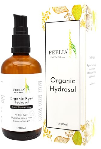 Feelia - Organic Damask Rose Hydrosol Water, Steam Distilled, Pure & Natural Toner, All Skin Types, Hydrates the Skin & Hair, Balances Skin pH & Moisturise (Rose)