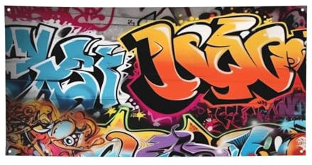 Graffiti Hip Hop Banner und Schilder Party Hintergründe Fototext Hintergrund Wandbehang Flaggen Lustiges Partybanner für Hochzeit Geburtstag Partys Indoor Outdoor