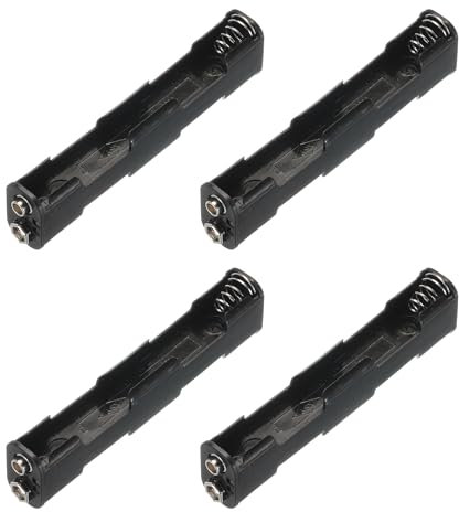 sourcing map Battery Holder Box 4 x AA, 4 Slots with ON/OFF Switch with 9V Buckle for AA-Batteries Holder Box Container, 4Pcs