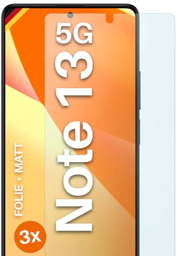 moex FlexProtect matte Schutzfolie für Redmi Note 13 5G Displayschutz Folie matt gegen Reflexionen, Anti Reflex Handyfolie mit Sonnenschutz, Kompatibel mit jeder Handyhülle, 3 Stück