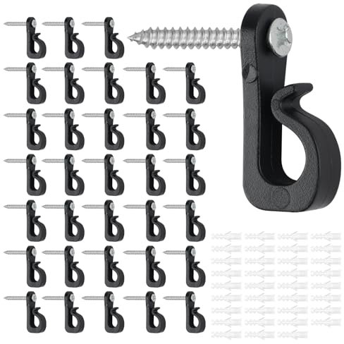 Q-Hanger 35 Pcs Screw-in Hooks,Fence Hooks for Outdoor Lights, Outdoor Hook, Fence Hanging - Home and Garden Use