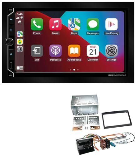 ESX VMX700DAB 2-DIN Autoradio kompatibel mit Wireless Apple CarPlay Android Auto Bluetooth DAB+ passend für Citroen C2 2003-2010 schwarz ohne Canbus