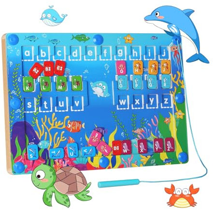 Montessori Spielzeug ab 3 4 5 6 Jahre, Magnetspiel ab 3 Jahre Kinder Jungen Mädchen Geschenke Weihnachten für 4 Jahre, Kinder Adventskalender Füllung 3 Jahre, Labyrinth Lernspielzeug für 5 6 Jahre