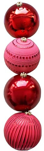 4 x Weihnachtskugeln aus Kunststoff Ø 15 cm - wetterfest frostsicher - Christbaumkugeln für Innen und Außen - Weihnachtsbaumkugeln Kunststoff Größe 4 x (15 cm), Farbe Rot (matt + Glanz)
