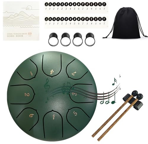 Taechalingo Zungentrommel 6 Zoll 8 Töne,Small Steel Tongue Drum,Steel Tongue Drum Klein,mit Zungentrommel Liederbuch,Schlagzeug Sticks und Stoffbeutel,Meditation Yoga Klangheilung