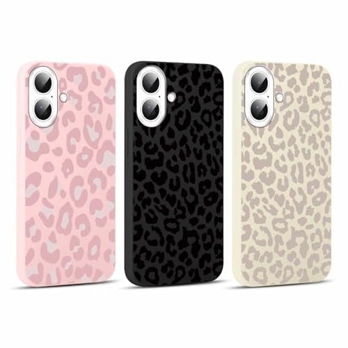 Yoedge 3 Stück Handyhülle für iPhone 16 Hülle 6,1, Leopard Muster Design Frauen Mädchen Aesthetic Handyhülle Dünn Weich Schlanke Silikon TPU Flexible Stoßfest Schutzhülle für iPhone 16