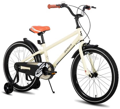 STITCH 18 Zoll Kinderfahrrad für 5-8 Jahre Mädchen & Jungen, 18 Zoll Kinderfahrrad mit Stützrädern, Beige